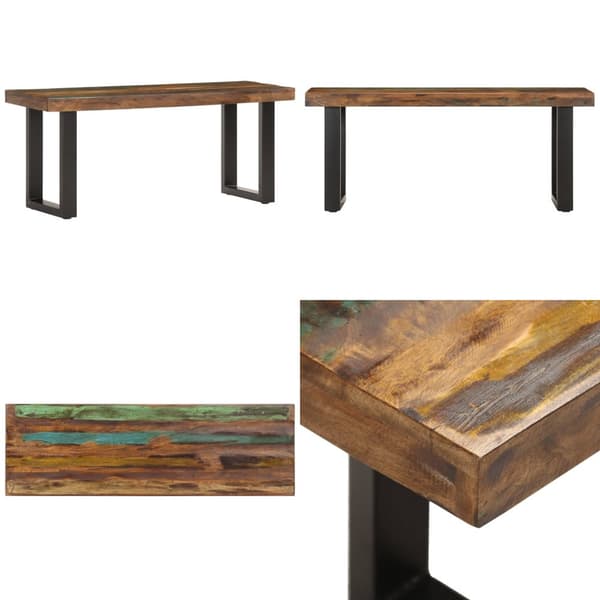 Penkki 110 cm uusiokäytetty puu ja teräs - Penkki - Penkit - Home & Living