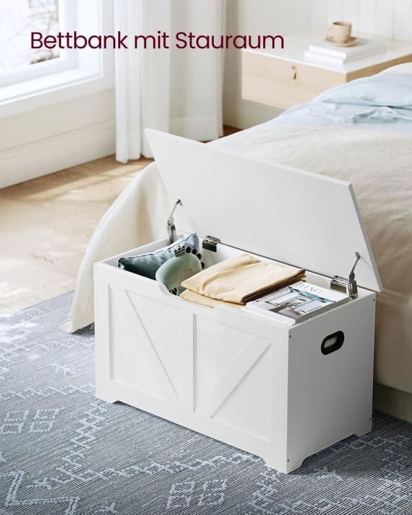 Rootz Vit Skobänk med sits - Entrébänk - Förvaringsbänk - Spånskiva Material - 40cm x 80cm x 46cm - Max. Statisk lastkapacitet 136kg - Max. Statisk la