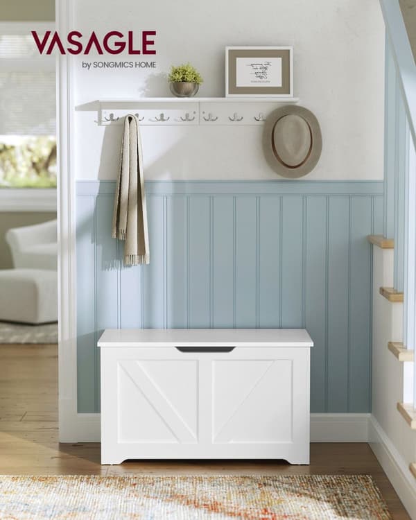 Rootz Vit Skobänk med sits - Entrébänk - Förvaringsbänk - Spånskiva Material - 40cm x 80cm x 46cm - Max. Statisk lastkapacitet 136kg - Max. Statisk la