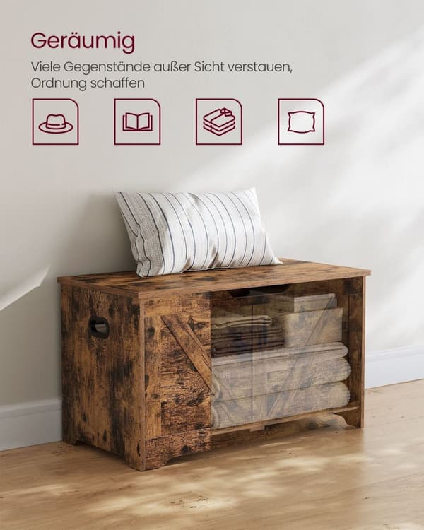 Rootz Vintage Brown Shoe Bench - Entryway bænk - Opbevaringsbænk - Spånplademateriale - 40cm x 80cm x 46cm - Maks. Bæreevne 136 kg - Maks. Bæreevne 60