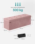 Pikkukuva 5 / 6: Rootz Pastelli Pink Istuinrinta - Säilytys ottomaani - Pehmustettu penkki - MDF Velvet Foam - 131L Tilavuus - 38cm x 110cm x 38cm