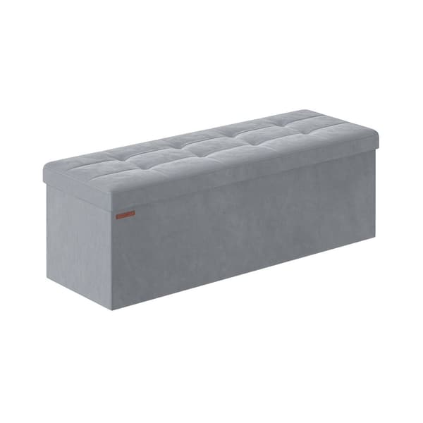 Rootz Dove Grey Velvet -istuinarkku - Säilytys ottomaanit - Pehmustettu penkki - MDF-rakenne - 38cm x 110cm x 38cm - Kevyt - Tilava - Tukeva