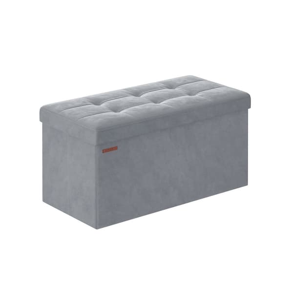 Rootz Dove Grey Velvet -istuinarkku - Säilytys ottomaanit - Pehmustettu penkki - MDF-rakenne - 38cm x 76cm x 38cm - 5,6kg - 300kg Tilavuus - 89L Säily
