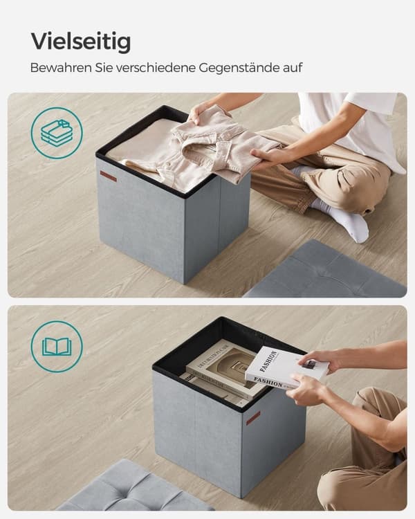 Rootz Dove Grey Istuinarkku - Säilytys ottomaani - Rakkaus - MDF Velvet Foam - 300kg Kapasiteetti - 38cm x 38cm x 38cm