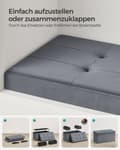 Pikkukuva 6 / 6: Rootz Velvet -istuinrinta - Säilytys ottomaanit - Jalkatuki - MDF-kehys - Liuskeenharmaa - 38cm x 76cm x 38cm - Kevyt - Suuri kapasiteetti - Mukava