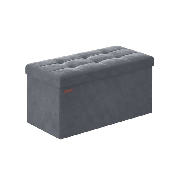 Rootz Velvet -istuinrinta - Säilytys ottomaanit - Jalkatuki - MDF-kehys - Liuskeenharmaa - 38cm x 76cm x 38cm - Kevyt - Suuri kapasiteetti - Mukava
