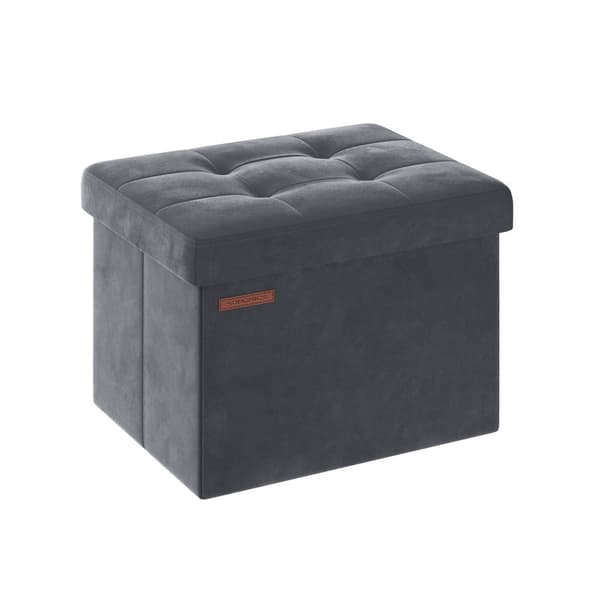 Rootz Velvet -istuinarkku - Säilytys ottomaanit - Jalkatuki - MDF-rakenne - 32L Tilavuus - 31cm x 41cm x 31cm - Liuskeenharmaa