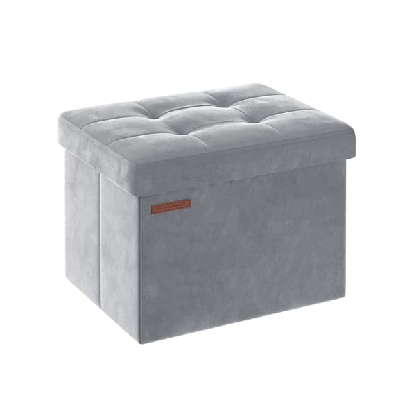 Rootz Velvet -istuinarkku - Säilytys ottomaanit - Pehmustettu penkki - MDF-rakenne - Dove Grey - 31cm x 41cm x 31cm - Kevyt - Tilava - Tukeva