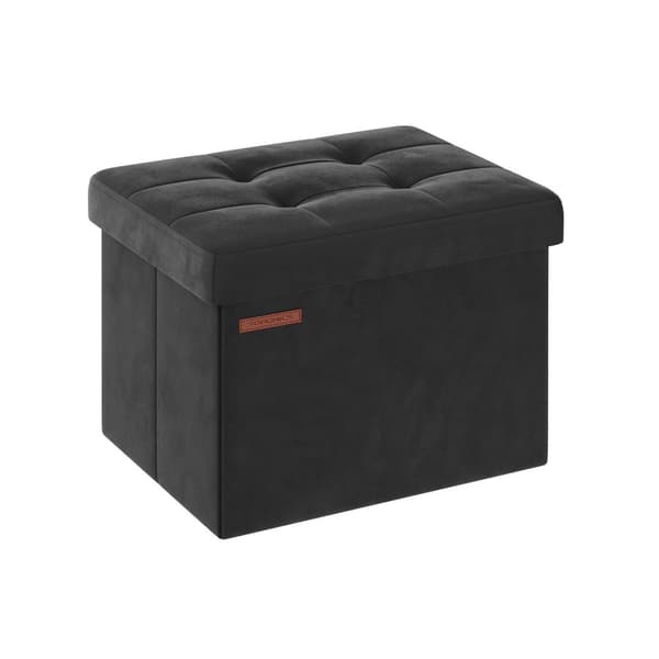 Rootz Velvet -istuinarkku - Säilytys ottomaanit - Pehmustettu penkki - MDF-rakenne - 31cm x 41cm x 31cm - Muste musta - 32L Tilavuus