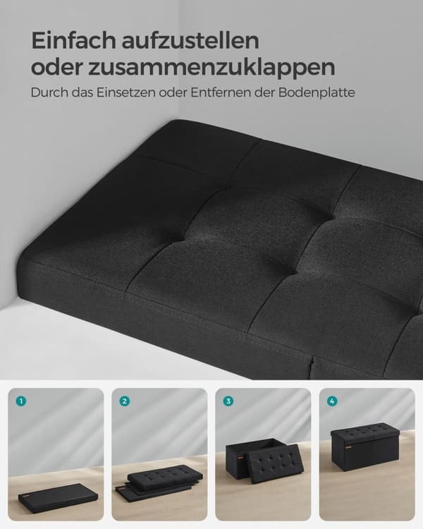 Rootz-istuinarkku - Säilytys ottomaanit - Pehmustettu penkki - MDF-rakenne - Pellavajäljitelmä - Vaahtomuovipehmuste - 38cm x 76cm x 38cm