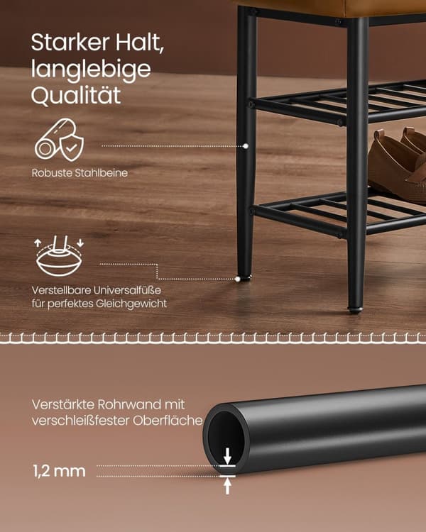 Rootz LSB054K01 Karamelbrun osmannisk - Fodskammel - Puf - Letvægts - Holdbar - Alsidig - 30 cm x 80 cm x 50 cm