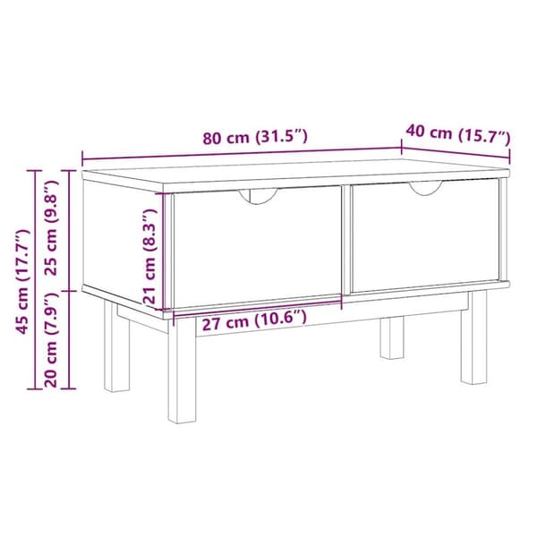 vidaXL Gangbenk OTTA 80x40x45 cm heltre furu