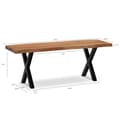 Pikkukuva 3 / 6: Rootz Modern Design käytäväpenkki - Kiinteä sisääntuloistuin - Puun reunat - Käsintehty - 120 cm x 40 cm x 45,5 cm - Akaasiapuu - Rautaiset jalat