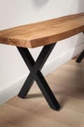 Pikkukuva 5 / 6: Rootz Modern Design käytäväpenkki - Kiinteä sisääntuloistuin - Puun reunat - Käsintehty - 120 cm x 40 cm x 45,5 cm - Akaasiapuu - Rautaiset jalat