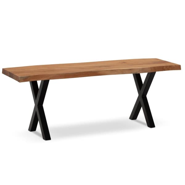 Rootz Modern Design käytäväpenkki - Kiinteä sisääntuloistuin - Puun reunat - Käsintehty - 120 cm x 40 cm x 45,5 cm - Akaasiapuu - Rautaiset jalat