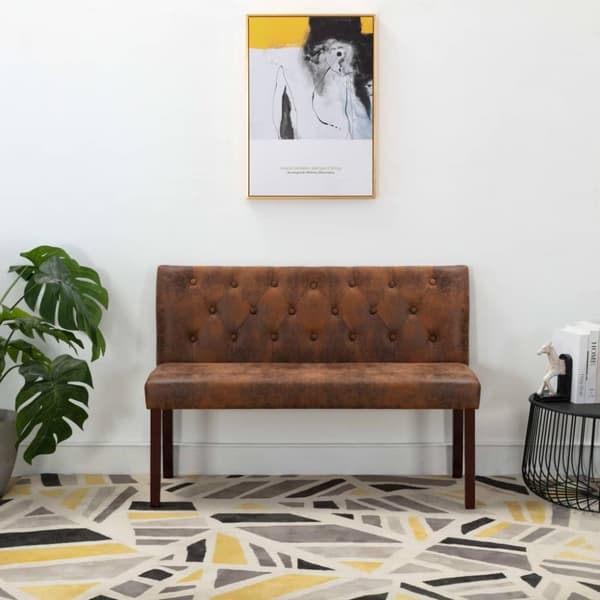 Bänk 120 cm konstmocka brun