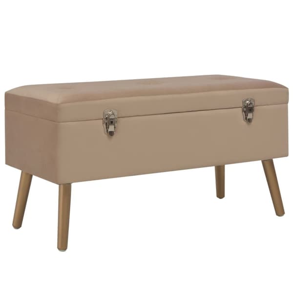 Bänk med förvaringsutrymme 80 cm beige sammet