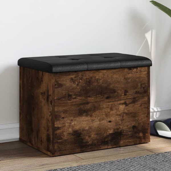 Förvaringsbänk rökfärgad ek 62x42x45 cm konstruerat trä