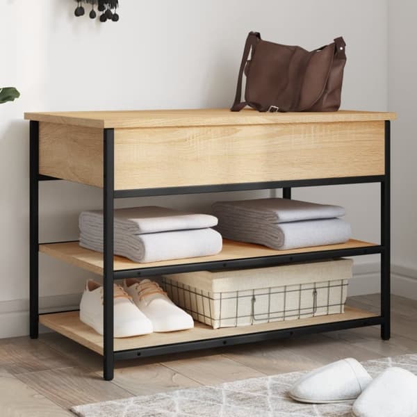 Skobänk sonoma-ek 70x42,5x50 cm konstruerat trä