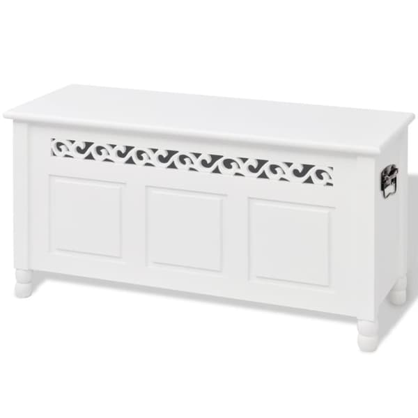 Förvaringsbänk barockstil MDF vit