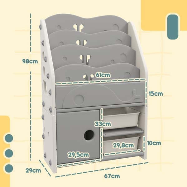 Rootz lastenhuoneen hyllyhylly - Kirjahylly - Kaappi - Lasten organisointitaidot - HDPE - 67cm x 29cm x 98cm