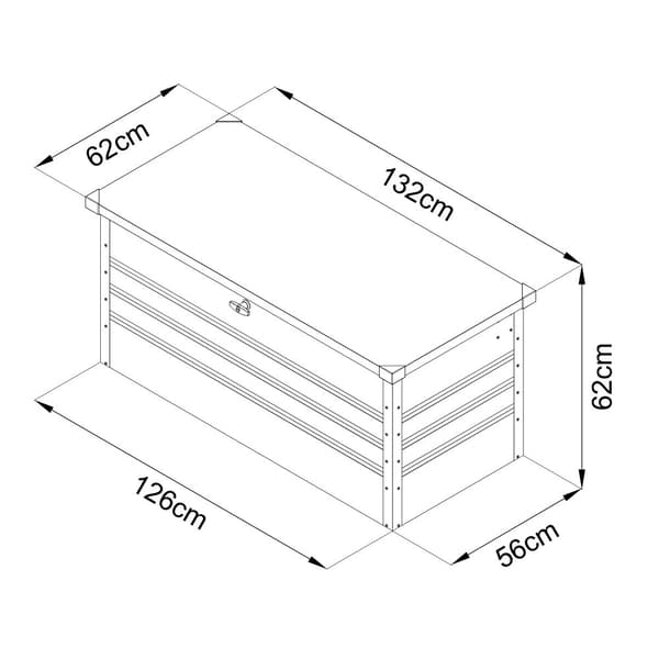 AXI Miles Ulkoilulaatikko Metalliarkku Antrasiitti 400 | Puutarha- ja ulkoilulaatikko, jossa on pohja ja lukko | 132x60x62cm