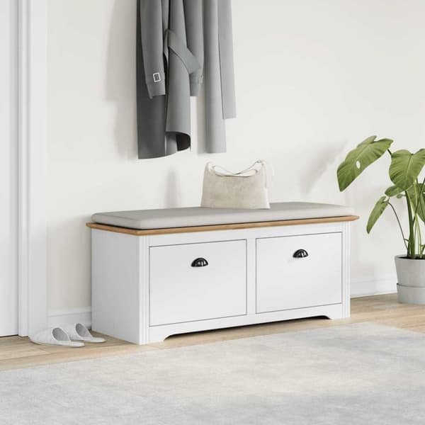 vidaXL Gangbenk BODO hvit og brun 114x40x45 cm