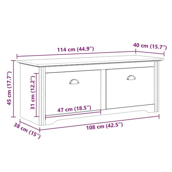 vidaXL Gangbenk BODO hvit og brun 114x40x45 cm