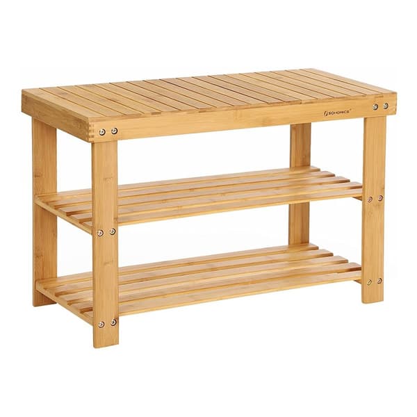 3-nivå skobänk i naturlig bambu - L70 cm