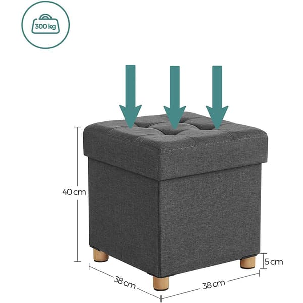 Förvaringspall på ben, hopfällbar L38 cm - Grå