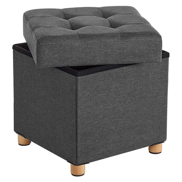 Förvaringspall på ben, hopfällbar L38 cm - Grå