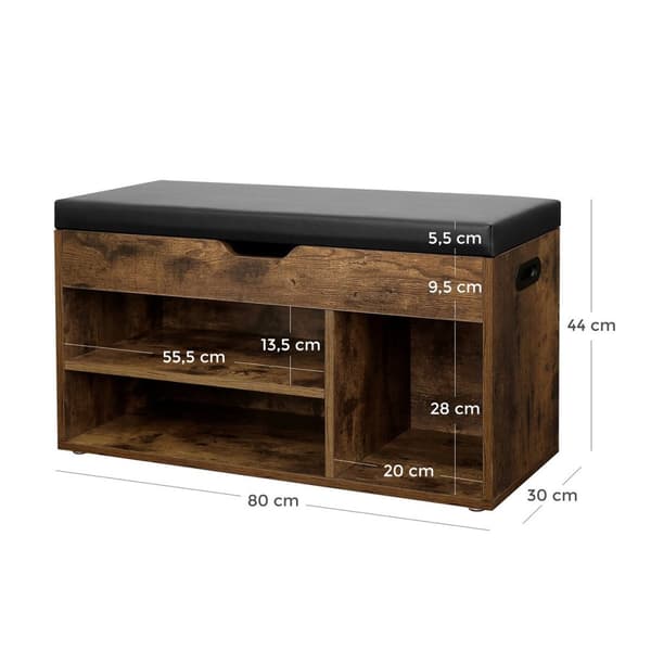 Skobänk med 3 fack och 1 bröst - L80 cm