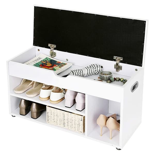 Skobänk med 3 fack och 1 förvaringsutrymme med bekväm sits - H44 cm