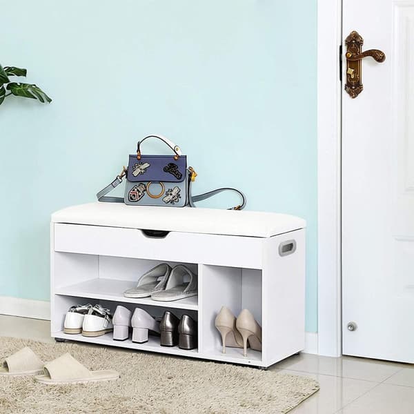 Skobänk med 3 fack och 1 förvaringsutrymme med bekväm sits - H44 cm