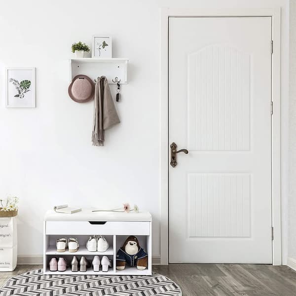 Skobänk med 3 fack och 1 förvaringsutrymme med bekväm sits - H44 cm