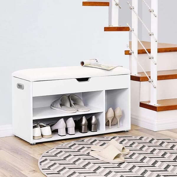 Skobänk med 3 fack och 1 förvaringsutrymme med bekväm sits - H44 cm