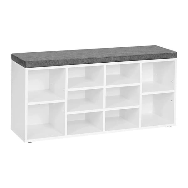 Vit Skobänk med sittdyna - L104 cm