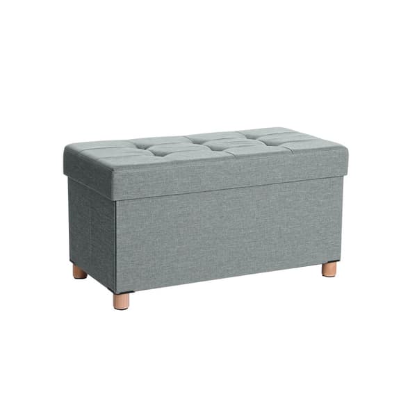 Seat Box - Pouf med förvaringsutrymme och lock - fotpall - träben - 76 x 38 x 40 cm - mörkgrå