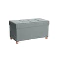 Miniatyrbild 8 av 8: Seat Box - Pouf med förvaringsutrymme och lock - fotpall - träben - 76 x 38 x 40 cm - mörkgrå