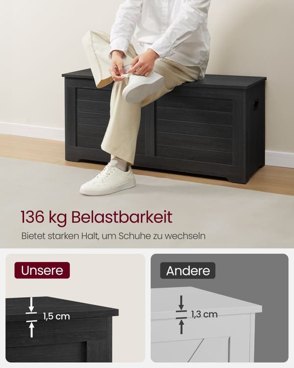 Shoe Bank - med lagringsutrymme - Country Style - Ebony Black