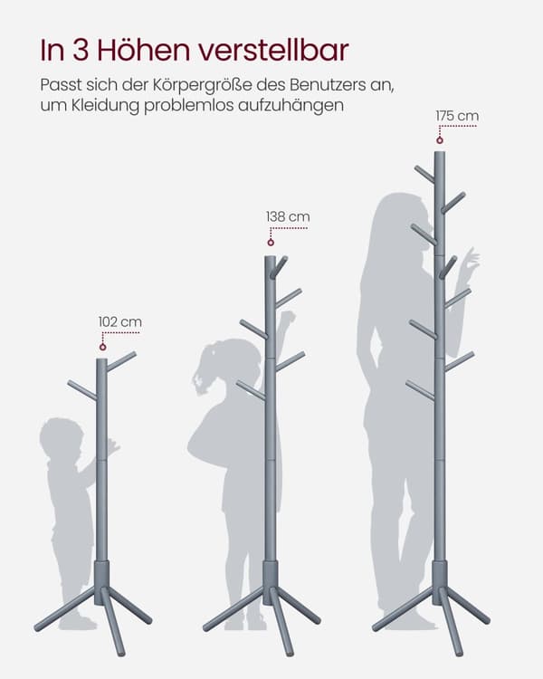 Frakke rack - justerbar - træ - sort