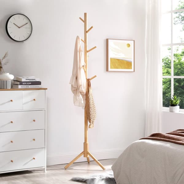 Coat Rack - fristående garderob - Trädformat - massivt trä - med 8 krokar