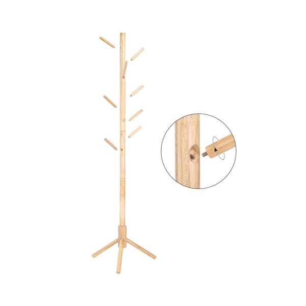Coat Rack - fristående garderob - Trädformat - massivt trä - med 8 krokar