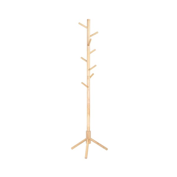 Frakkeholder - fritliggende garderobe - træformet - massivt træ - med 8 kroge