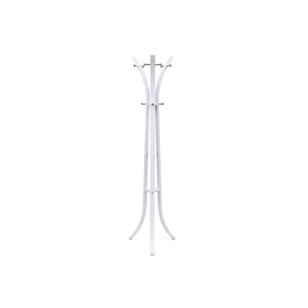 Takki teline - metalli seisova takki -teline - 176 cm korkea - 6 koukkua - valkoinen