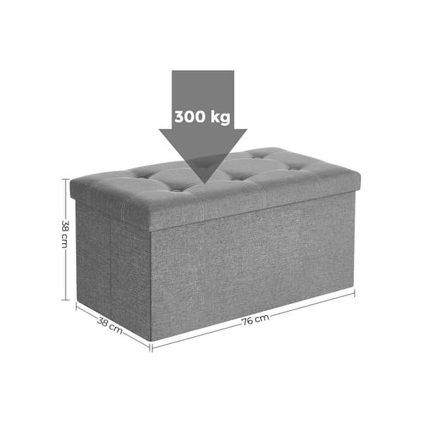 Soffa med förvaringsutrymme - sittplatser - vikning - 76 x 38 x 38 cm - ljusgrå