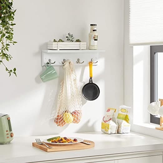 Wall Coat Rack - Hall Coat Rack - med 4 dobbeltkroge - med brættet