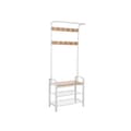 Miniatyrbillede 1 af 7: Frakke rack - sko rack med bænk - industriel - hvid/naturel