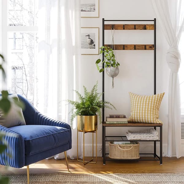 Frakke rack - sko rack med sofa - med 3 kroge - mørkebrun