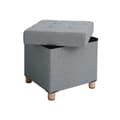 Miniatyrbillede 9 af 11: Pouf - med opbevaringsplads - træben - sædeboks - beige